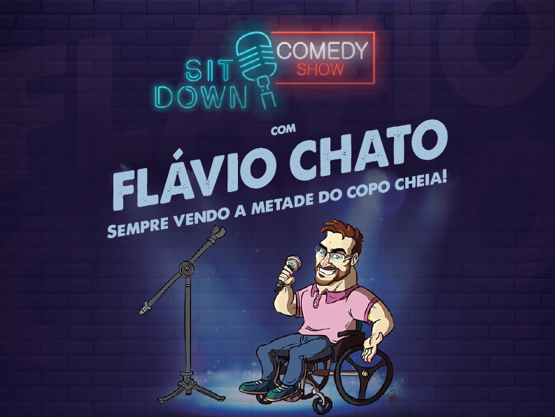 Leia mais sobre o artigo Sala Palma de Ouro recebe o espetáculo “Sempre vendo a metade do copo cheia” com Flavio Chato