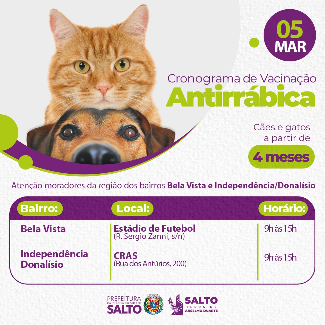 Leia mais sobre o artigo Cronograma de Vacinação – Antirrábica | 05/03