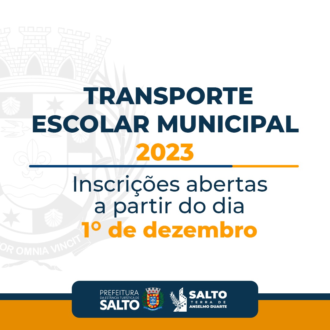 Leia mais sobre o artigo INSCRIÇÕES PARA O TRANSPORTE ESCOLAR MUNICIPAL 2023 PODERÃO SER FEITAS A PARTIR DE DEZEMBRO