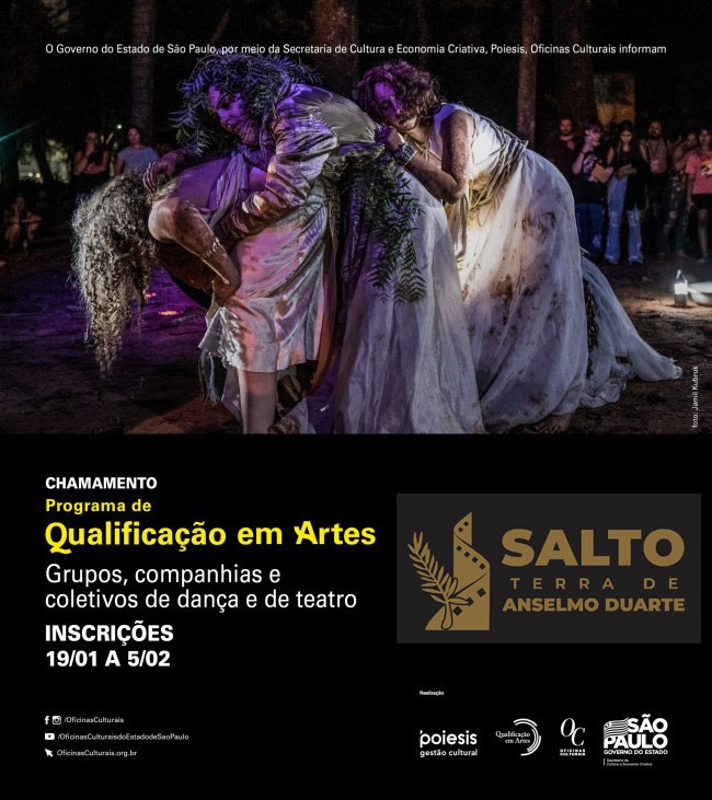 Leia mais sobre o artigo INSCRIÇÕES ABERTAS PARA O PROGRAMA DE QUALIFICAÇÃO EM ARTES